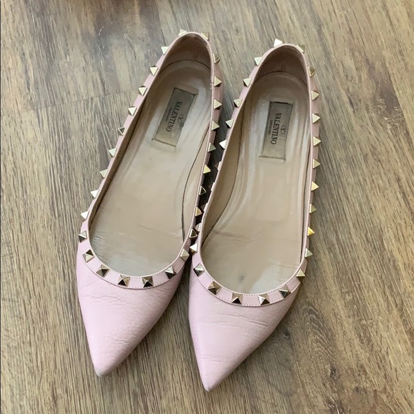 Valentino Rockstud Ballerina Flat Rose Leather - Picture 2 of 7